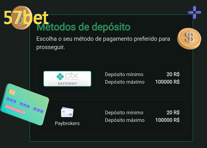 O cassino 57betbet oferece uma grande variedade de métodos de pagamento
